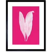 Artery8 Wall Art Print Bright Coloured Leaf Pink Art Black Framed 9x7 inch | Size: W7" x H9"