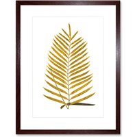 Artery8 Wall Art Print Botanics Gold & Grey Fern Art Black Framed 9x7 inch in Brown | Size: W7" x H9"
