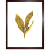 Artery8 Wall Art Print Botanics Gold & Grey Stripes Art Black Framed 9x7 inch in Brown | Size: W7" x H9"