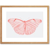 Artery8 Wall Art Print Living Coral Butterfly Art Black Framed 9x7 inch in Beige | Size: W7" x H9"