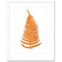 Artery8 Wall Art Print Botanics Red Orange Fern Art Black Framed 9x7 inch in White | Size: W7" x H9"