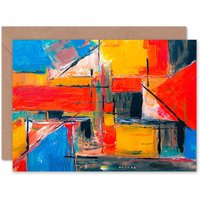 Artery8 Abstract Expressionism Geometric Oil Painting Greeting Card