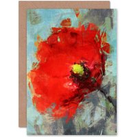Artery8 Bright Poppy Sketch Painting Greetings Card in Red