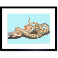Artery8 Wall Art Print Colourful Snake Johan Teyler Art Black Framed 9x7 inch | Size: W7" x H9"