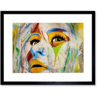 Artery8 Wall Art Print Graffiti Woman Face Multicolour Art Black Framed 9x7 inch | Size: W7" x H9"
