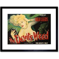 Artery8 Wall Art Print The Devils Weed Reefer Poster Art Black Framed 9x7 inch | Size: W7" x H9"