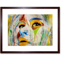 Artery8 Wall Art Print Graffiti Woman Face Multicolour Art Black Framed 9x7 inch in Brown | Size: W7" x H9"