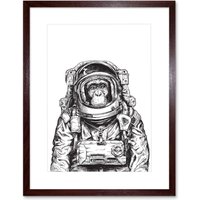 Artery8 Wall Art Print Monkey Astronaut Art Black Framed 9x7 inch in Brown | Size: W7" x H9"
