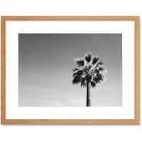 Artery8 Wall Art Print Black & White Palm Tree Art Black Framed 9x7 inch in Beige | Size: W7" x H9"