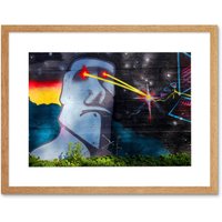 Artery8 Wall Art Print Graffiti Easter Island Head Laser Art Black Framed 9x7 inch in Beige | Size: W7" x H9"