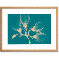 Artery8 Wall Art Print Magnolia Branch Xray Blue Art Black Framed 9x7 inch in Beige | Size: W7" x H9"