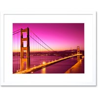 Artery8 Wall Art Print Golden Gate Bridge San Francisco Art Black Framed 9x7 inch in White | Size: W7" x H9"
