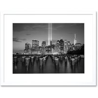 Artery8 Wall Art Print Lower Manhattan Tribute in Light Art Black Framed 9x7 inch in White | Size: W7" x H9"