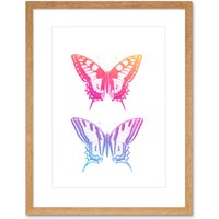 Artery8 Wall Art Print Colourful Gradient Butterflies Art Black Framed 9x7 inch in Beige | Size: W7" x H9"