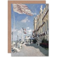Artery8 Claude Monet Hotel Des Roches Noires Trouville Fine Art Greetings Card in Blue