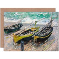 Artery8 Claude Monet Three Fishing Boats Blank Art Card