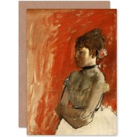 Artery8 Edgar Degas Ballet Dancer With Arms Crossed Fine Art Greetings Card in Red
