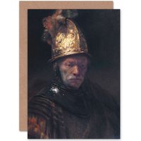 Artery8 Rembrandt Circle The Man With The Golden Helmet Fine Art Greetings Card in Dark Grey