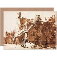 Artery8 Rembrandt Dutch Farmhouse Sunlight Blank Art Card