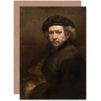 Artery8 Rembrandt Self Portrait Fine Art Greetings Card in Grey