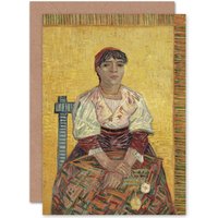 Artery8 Vincent Van Gogh The Italian Woman Fine Art Greetings Card in Gold