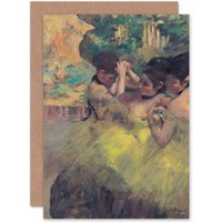 Artery8 Edgar Degas Yellow Dancers In Wings Impressionist Fine Art Greetings Card