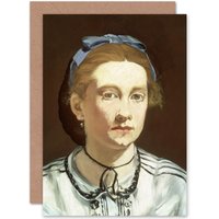 Artery8 Edouard Manet Victorine Meurent Painting Fine Art Greetings Card in Brown