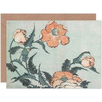 Artery8 Hokusai Poppies Poppy Flower Detail Japanese Floral Art Card