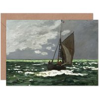 Artery8 Claude Monet Seascape 1866 Ship In Sea Storm Painting Card