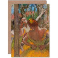 Artery8 Edgar Degas Dancers Girls Ballerina Painting Fine Art Greetings Card in Yellow