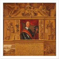 Artery8 Wall Art Print Portrait Oliver Cromwell Allegorical Painting Square Framed Picture 16X16 Inch in White | Size: W16" x H16"