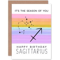 Artery8 Birthday Astrology Sagittarius Zodiac Sign Greetings Card in White