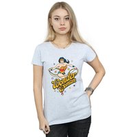DC Comics Women's Wonder Woman Stars Cotton T-Shirt in Grey | Size: Small