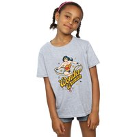DC Comics Girl's Wonder Woman Stars Cotton T-Shirt in Grey | Size: 5-6 Years