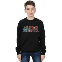 Marvel Comics Boy's Character Infill Logo Sweatshirt in Black | Size: 9 Years