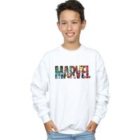 Marvel Comics Boy's Character Infill Logo Sweatshirt in White | Size: 5-6 Years
