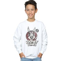 Looney Tunes Boy's Bugs Bunny Circle Logo Sweatshirt in White | Size: 7-8 Years