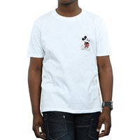 Disney Boy's Mickey Mouse Kickin Retro Chest T-Shirt in White | Size: 5-6 Years