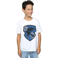 Harry Potter Boy's Ravenclaw Crest Flat T-Shirt in White | Size: 5-6 Years