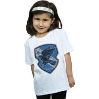 Harry Potter Girl's Ravenclaw Crest Flat Cotton T-Shirt in White | Size: 5-6 Years