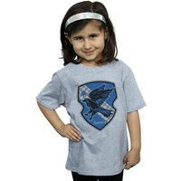 Harry Potter Girl's Ravenclaw Crest Flat Cotton T-Shirt in Grey | Size: 7-8 Years