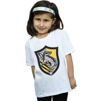 Harry Potter Girl's Hufflepuff Crest Flat Cotton T-Shirt in White | Size: 9 Years