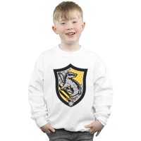 Harry Potter Boy's Hufflepuff Crest Flat Sweatshirt in White | Size: 5-6 Years