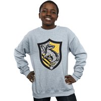 Harry Potter Boy's Hufflepuff Crest Flat Sweatshirt in Grey | Size: 12-13 Years