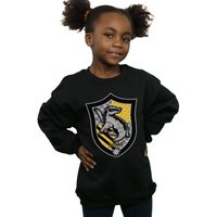 Harry Potter Girl's Hufflepuff Crest Flat Sweatshirt in Black | Size: 9 Years