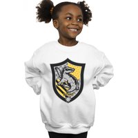 Harry Potter Girl's Hufflepuff Crest Flat Sweatshirt in White | Size: 12-13 Years