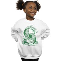 Harry Potter Girl's Slytherin Glitter Sweatshirt in White | Size: 12-13 Years