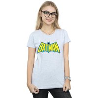 DC Comics Women's Batman Retro Logo Cotton T-Shirt in Grey | Size: Small