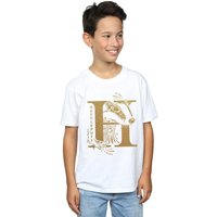 Harry Potter Boy's Hufflepuff Glitter T-Shirt in White | Size: 5-6 Years