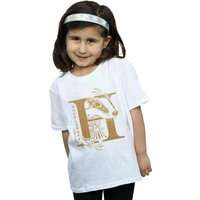 Harry Potter Girl's Hufflepuff Glitter Cotton T-Shirt in White | Size: 9 Years